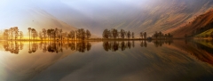 Panoramic landscape photography/Buttermere Lake District at Winter misty sunrise landscape photography prints for sale
