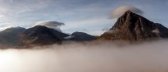 panoramic landscape photography / Buachaille Etive Mor Glencoe Scottish Highlands panorama landscape photography prints for sale