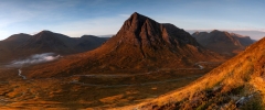 panoramic landscape photography/ Buachaille Etive Mor Glencoe Scottish Highlands panorama landscape photography prints for sale