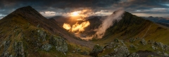 Panoramic landscape photography/Snowdon summit at Winter sunrise Snowdonia North Wales UK landscape photography prints for sale