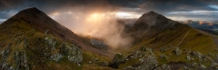 Panoramic landscape photography/Snowdon summit at Winter sunrise Snowdonia North Wales UK landscape photography prints for sale