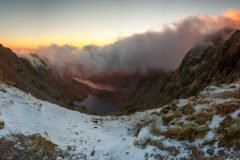 Panoramic landscape photography/Snowdon summit at Winter sunrise landscape photography prints for sale
