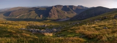 Panoramic Landscape Photography/Tryfan Glyder Fach and Glyder Fawr and the Snowdon summit panoramic photography landscape photography prints for sale