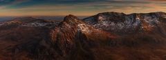 Panoramic Photography Snowdonia Wales/Tryfan, Glyders in last light landscape photography prints for sale
