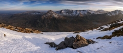 Snowdonia North Wales Winter mountain panoramic photography/Tryfan and Glyders golden hour Winter panorama landscape photography prints for sale