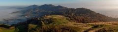 Panoramic landscape photography/Malvern Hills Worcestershire Winter frosty sunrise