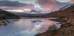 Panoramic Winter landscape Snowdonia Wales- Llynau Mymbyr Snowdon Horseshoe landscape photography prints for sale