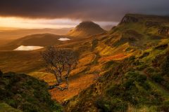 Quiraing Autumn sunrise on the Isle of Skye. Transform your space with breathtaking Scottish Highlands landscape photography.