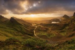 Quiraing autumn sunrise canvas prints. Experience the beauty of the Isle of Skye and the Scottish Highlands in your home.