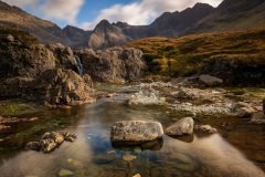 Fairy Pools at sunrise. Shop our Isle of Skye canvas prints and bring the Scottish Highlands home!