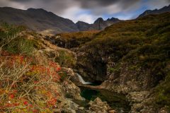 Fairy Pools at autumn sunrise through our captivating landscape photography. Adorn your home with luxurious canvas prints from the Isle of Skye.