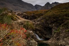 Fairy Pools at autumn sunrise. Explore our canvas prints from the enchanting Isle of Skye.