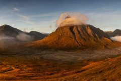 Buachaille Etive Mòr at sunrise. Transform your space with breathtaking landscape photography from the Scottish Highlands.