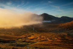 Buachaille Etive Mòr at autumn sunrise through our exquisite canvas prints. Perfect wall art for your home, inspired by the Scottish Highlands!