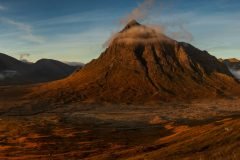 Buachaille Etive Mòr at autumn sunrise. Explore stunning landscape photography canvas prints for your wall art collection.