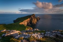 Scotland Landscape Photography/Neist Point Lighthouse at stormy golden hours