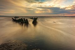 The wreck of the SS Nornen berrow beach Somerset