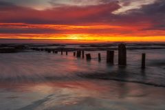 Berrow  Beach  Somerset at Summer sunset