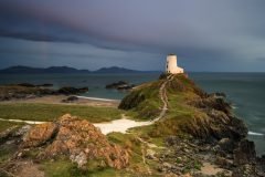 Twr Mawr Lighthouse Llanddwyn Island and mountains of Snowdonia Eryri