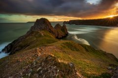 Wales Landscape Photography / Three Cliffs Bay Sunset canvas prints for sale