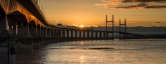 Wales Landscape Photography / Second Severn Crossing Bridge at sunset.