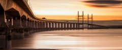 Wales Landscape Photography / Second Severn Crossing Bridge at sunset.