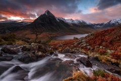 Wales Landscape Photography / Tryfan and Llyn Ogwen Winter sunrise  framed prints for sale