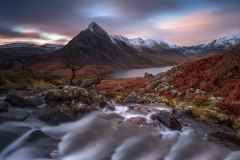 Wales Landscape Photography / Tryfan and Llyn Ogwen Winter at sunrise Snowdonia North Wales  framed prints for sale