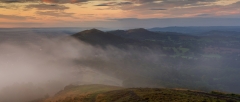 Malvern Hills at misty Autumn sunrise/Landscape Photography Worcestershire prints for sale