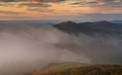 Malvern Hills Worcestershire at misty Autumn sunrise/Landscape Photography Worcestershire prints for sale