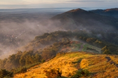 Malvern Hills Worcestershire at misty Autumn sunrise/Landscape Photography Worcestershire prints for sale