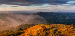 Malvern Hills Worcestershire at misty Autumn sunrise/Landscape Photography Worcestershire prints for sale