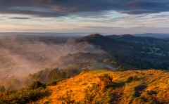 Malvern Hills Worcestershire at misty Autumn sunrise/Landscape Photography Worcestershire prints for sale