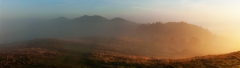 Landscape Photography Worcestershire prints for sale/Malvern Hills at misty sunrise panorama